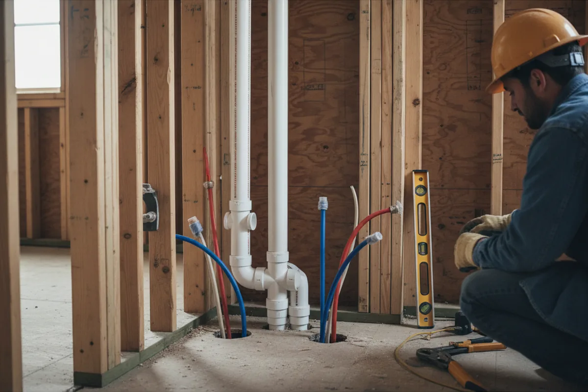 Drain and supply rough-in during Drain Cleaning in Ames